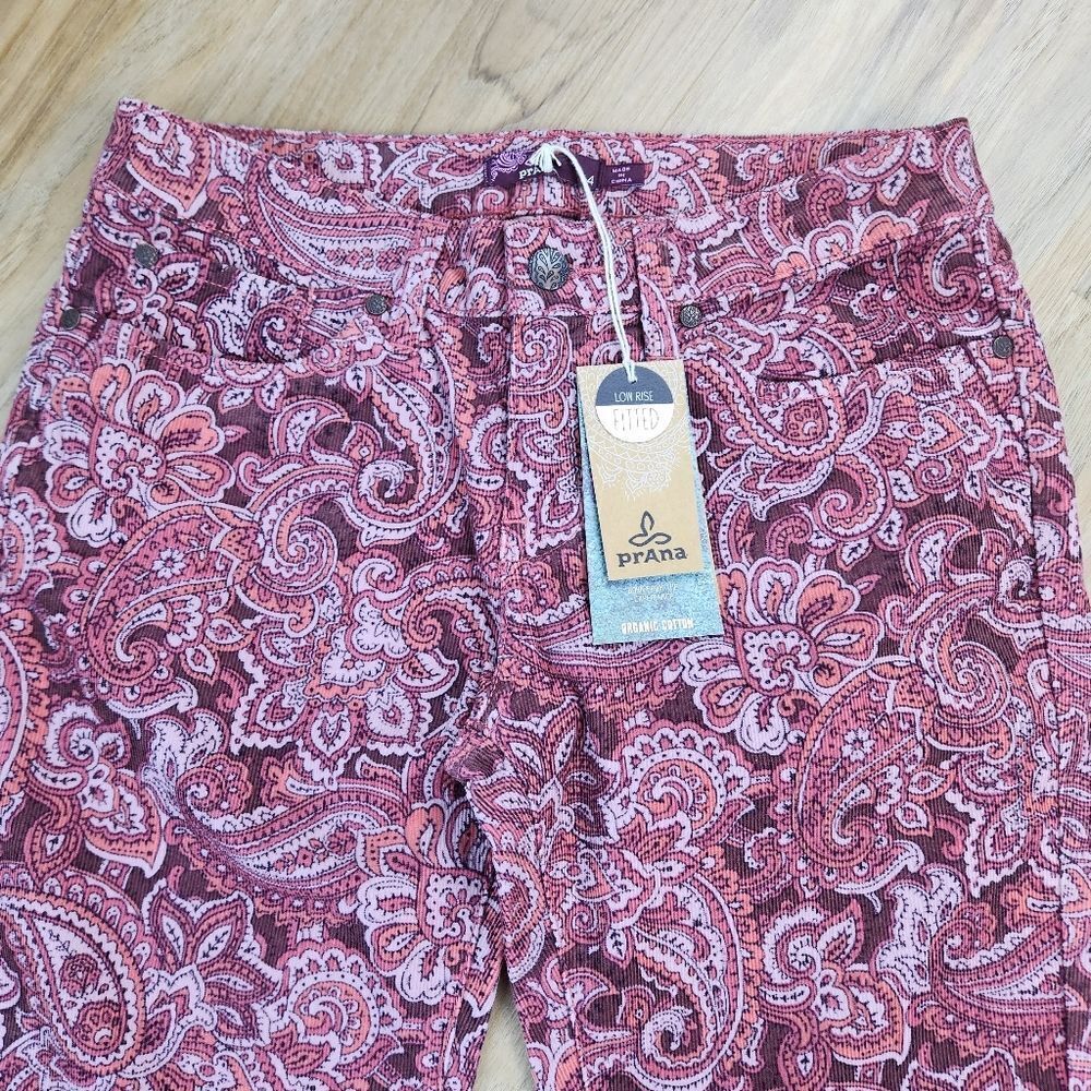 ☔️🔸️NWT Prana Rhubarb Paisley Trinity Corduroy Jeans Size 4 - Picture 6 of 15